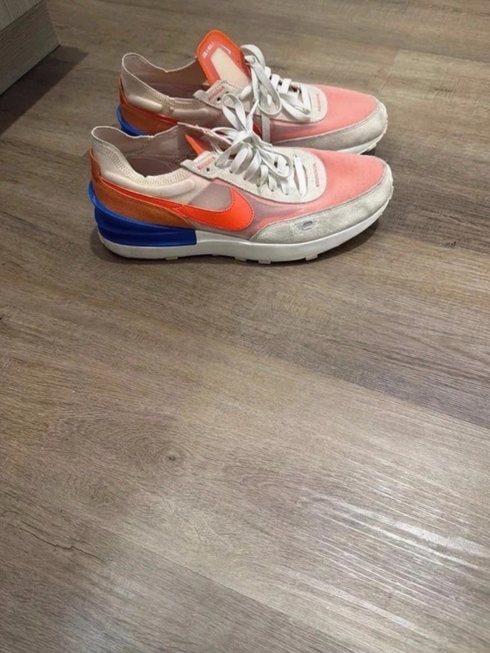 Nike Waffle One "Rush Orange" Pearl White Blue Sneakers